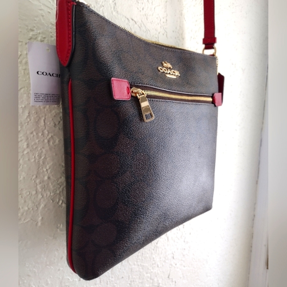 Coach Women's Mini Rowan File Top Zip Crossbody Bag in Signature Canvas C1554 - Picture 6 of 15